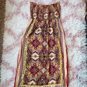Bohemian Colorful Strapless Maxi Dress